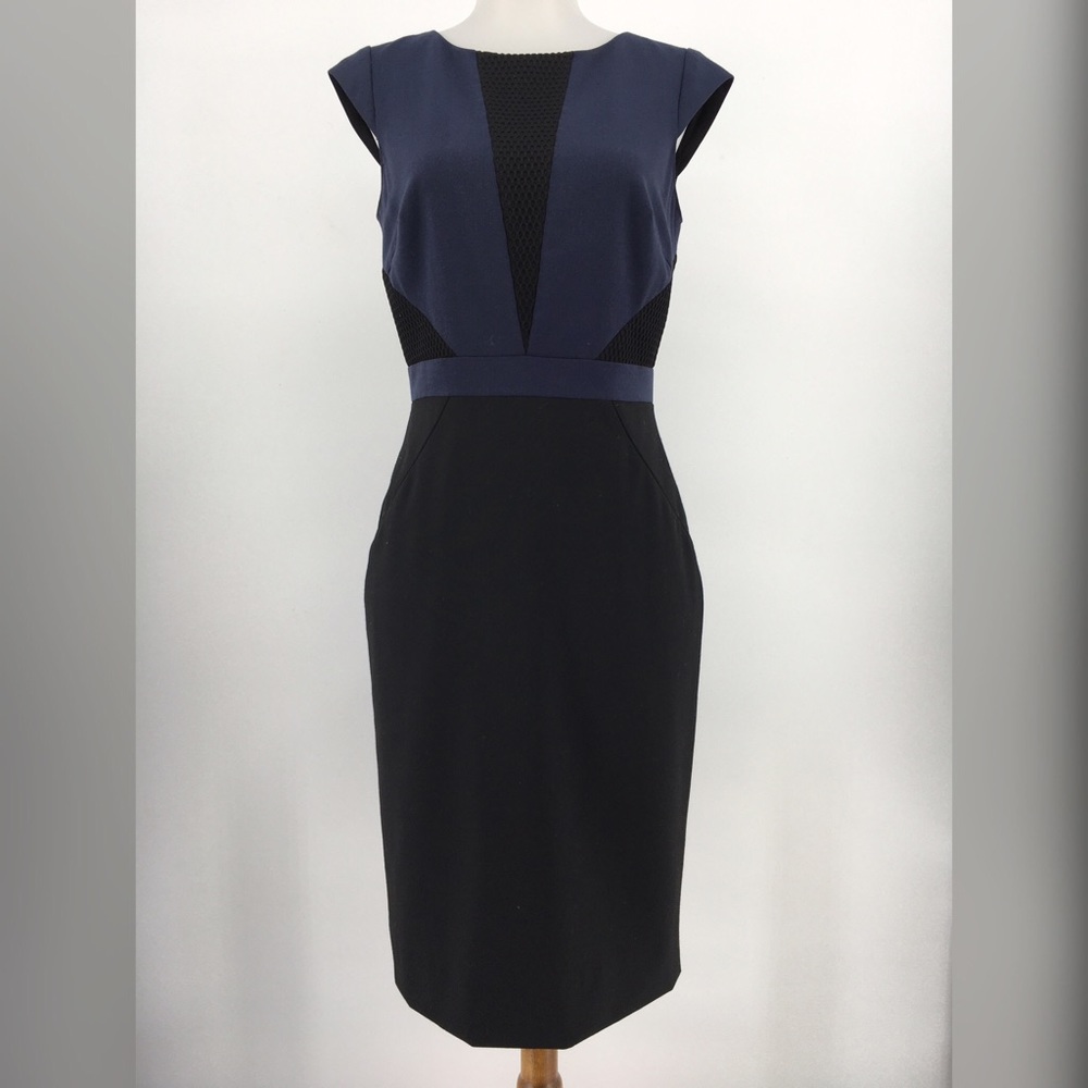 Antonio Melani Sheath Dress Cap Sleeve Navy Black